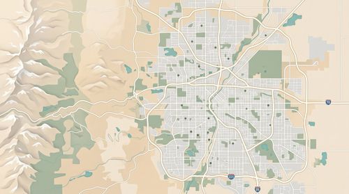 Aerial illustrated map of the Denver metro and Front Range service area