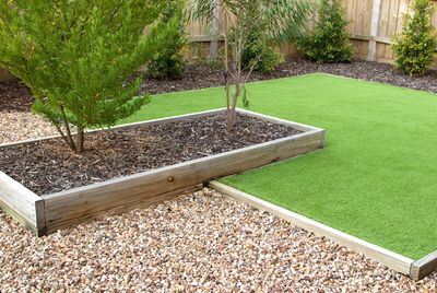 Residential artificial turf installation in a Denver yard
