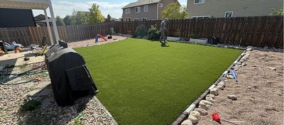 Commercial style artificial turf installation area